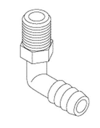 Picture of Elbow Fitting (3/8" barb) for  Pelton and Crane Delta Sterilizers